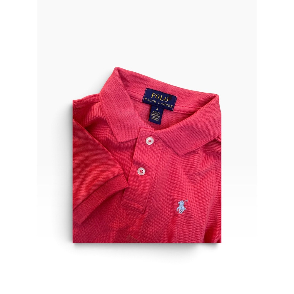 Polo Ralph Lauren Kids Coral Pink Short Sleeve Cotton Mesh Polo Shirt Size 4 NEW